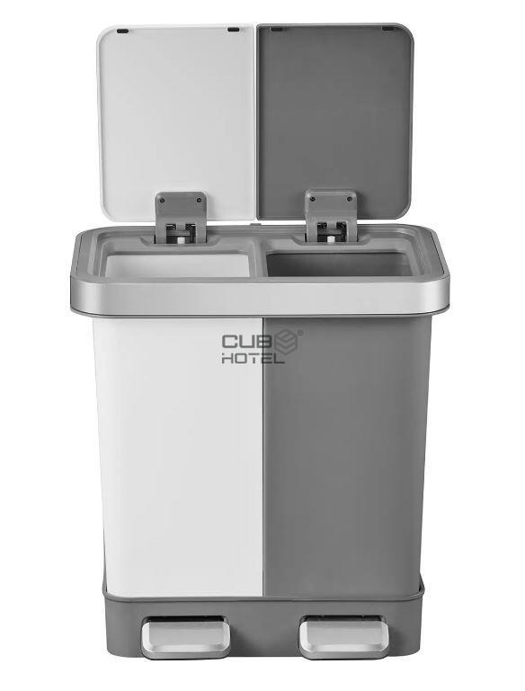 Balde com Pedal Duplo  10+10L Branco e Cinzento EKO Hana Recycle